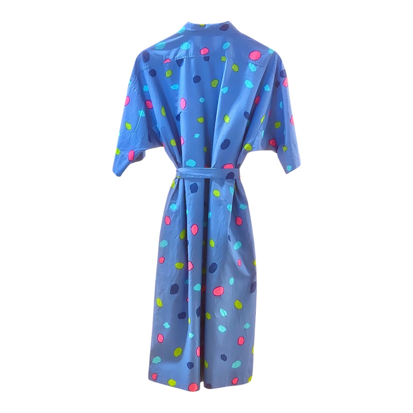 Baksida Marimekko klänning vintage flerfärgad prickig blå Suomi Finland design retro