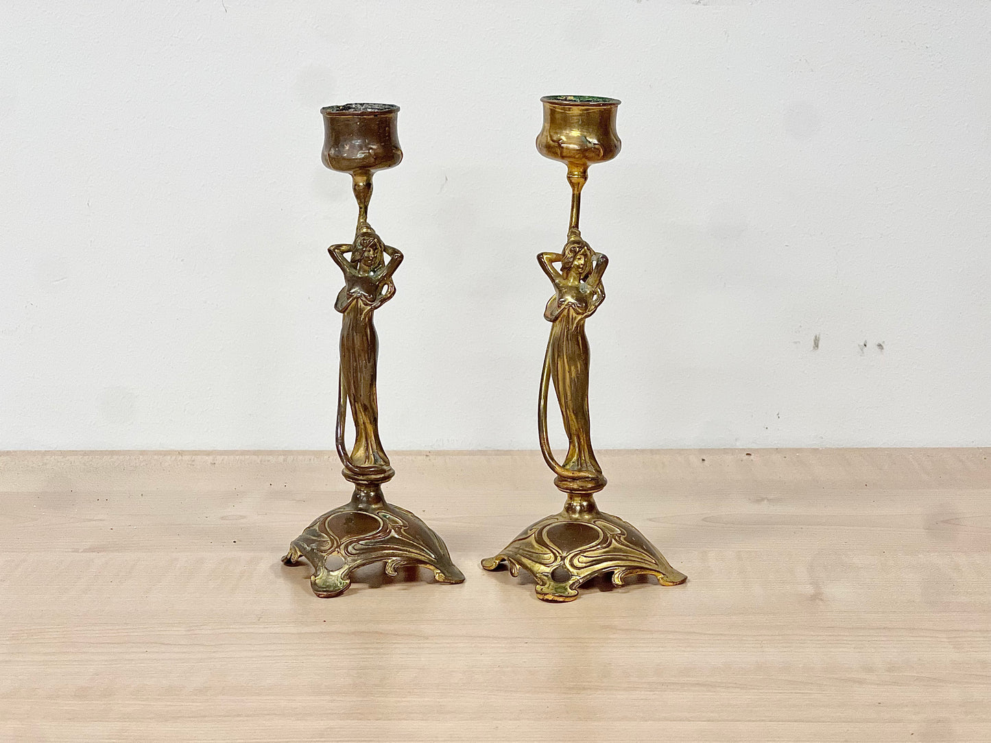 Ljusstakar Mässing Art Nouveau 1900-talets första hälft