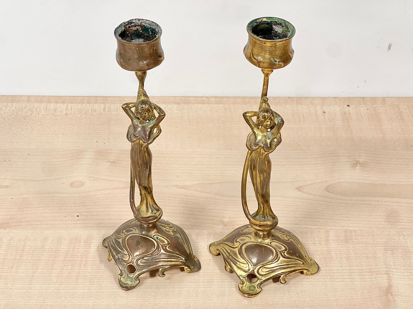 Ljusstakar Mässing Art Nouveau 1900-talets första hälft