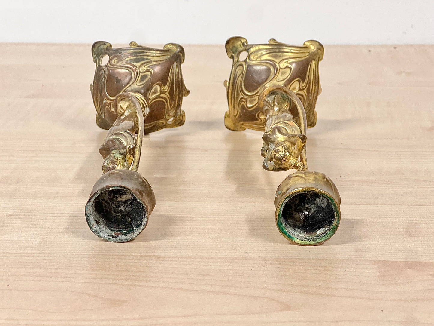 Ljusstakar Mässing Art Nouveau 1900-talets första hälft