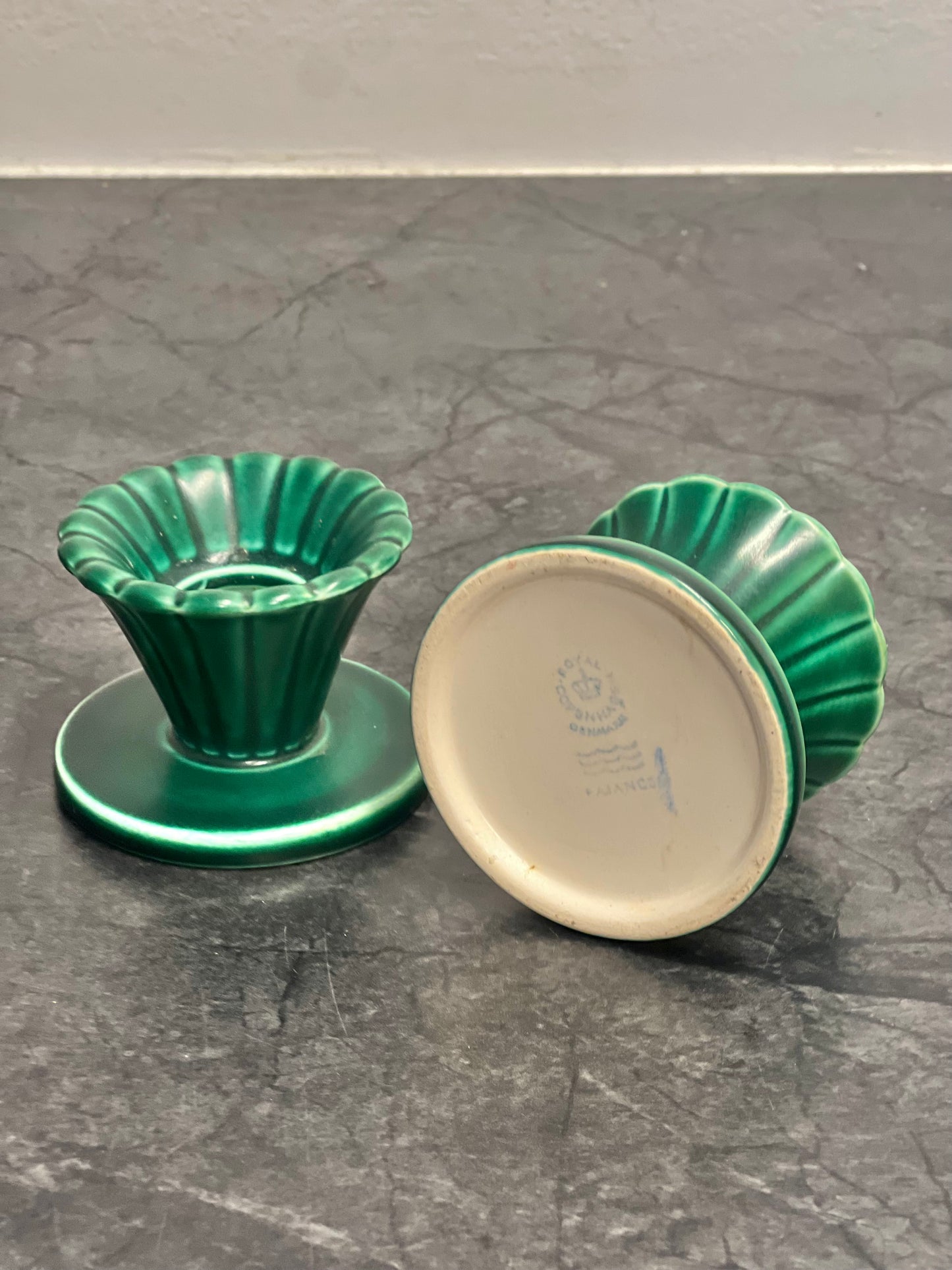 Royal Copenhagen Ljusstakar Paret Fajance Bremerholm Denmark Aluminia