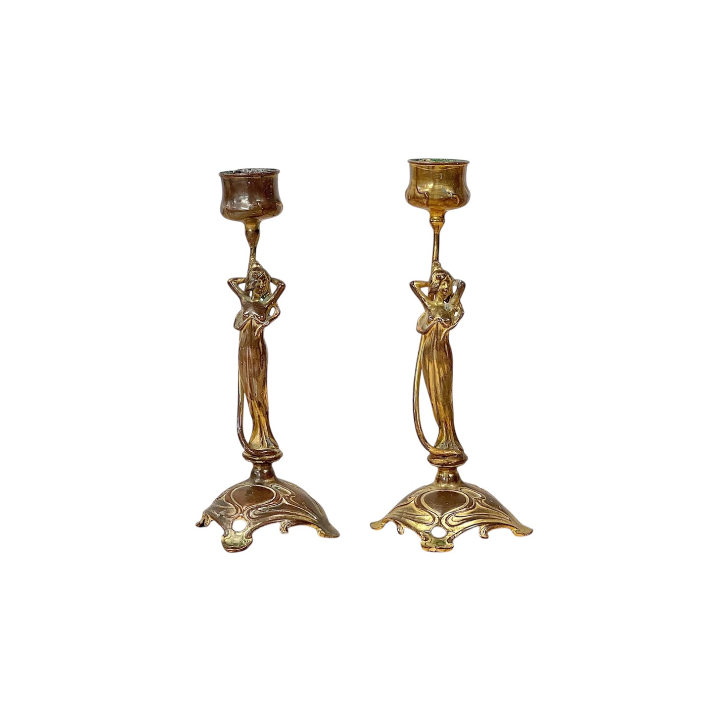 Ljusstakar Mässing Art Nouveau 1900-talets första hälft
