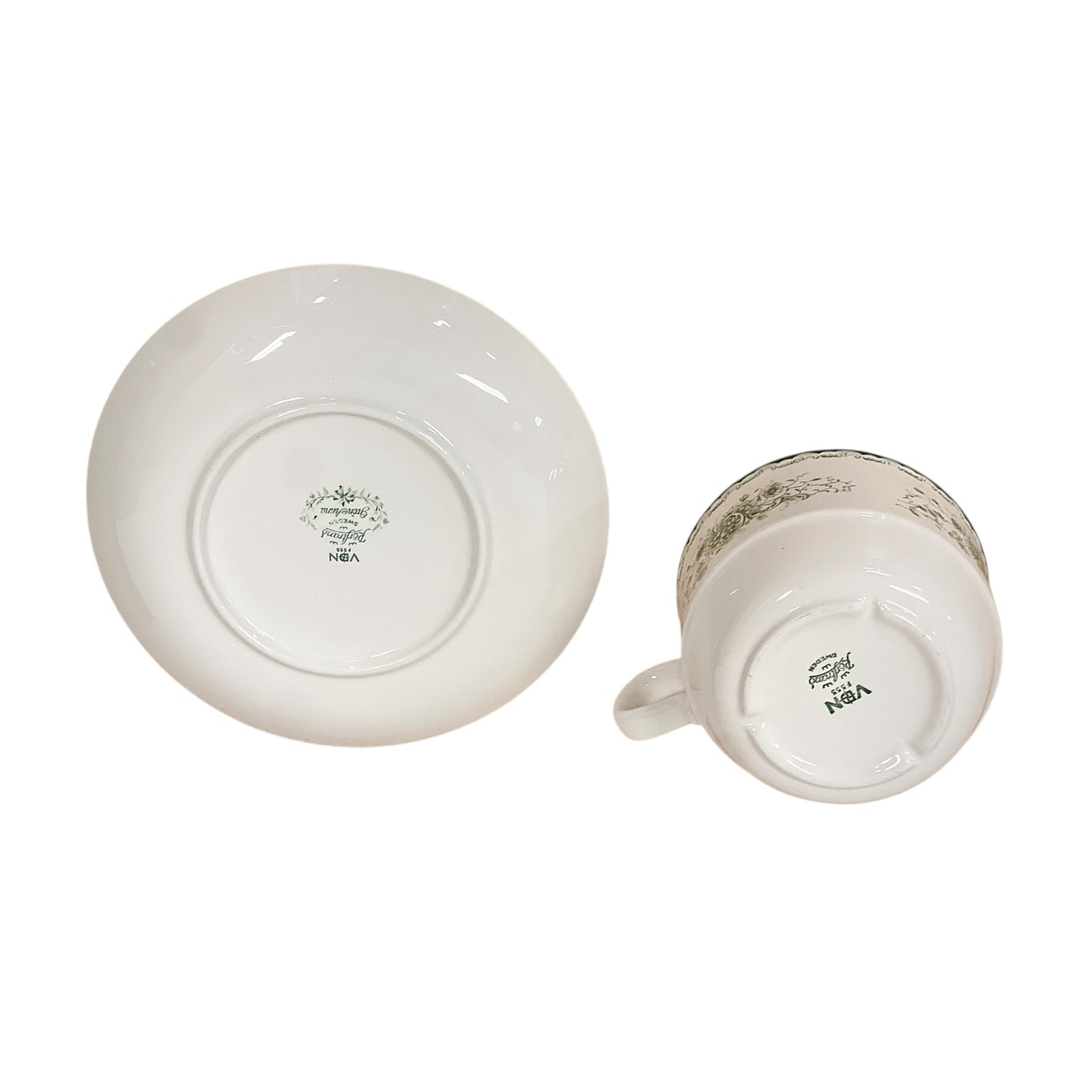 Vintage Grön Anna Rörstrand Jumbo Choklad Mugg Stor Vintage Kopp & Fat
