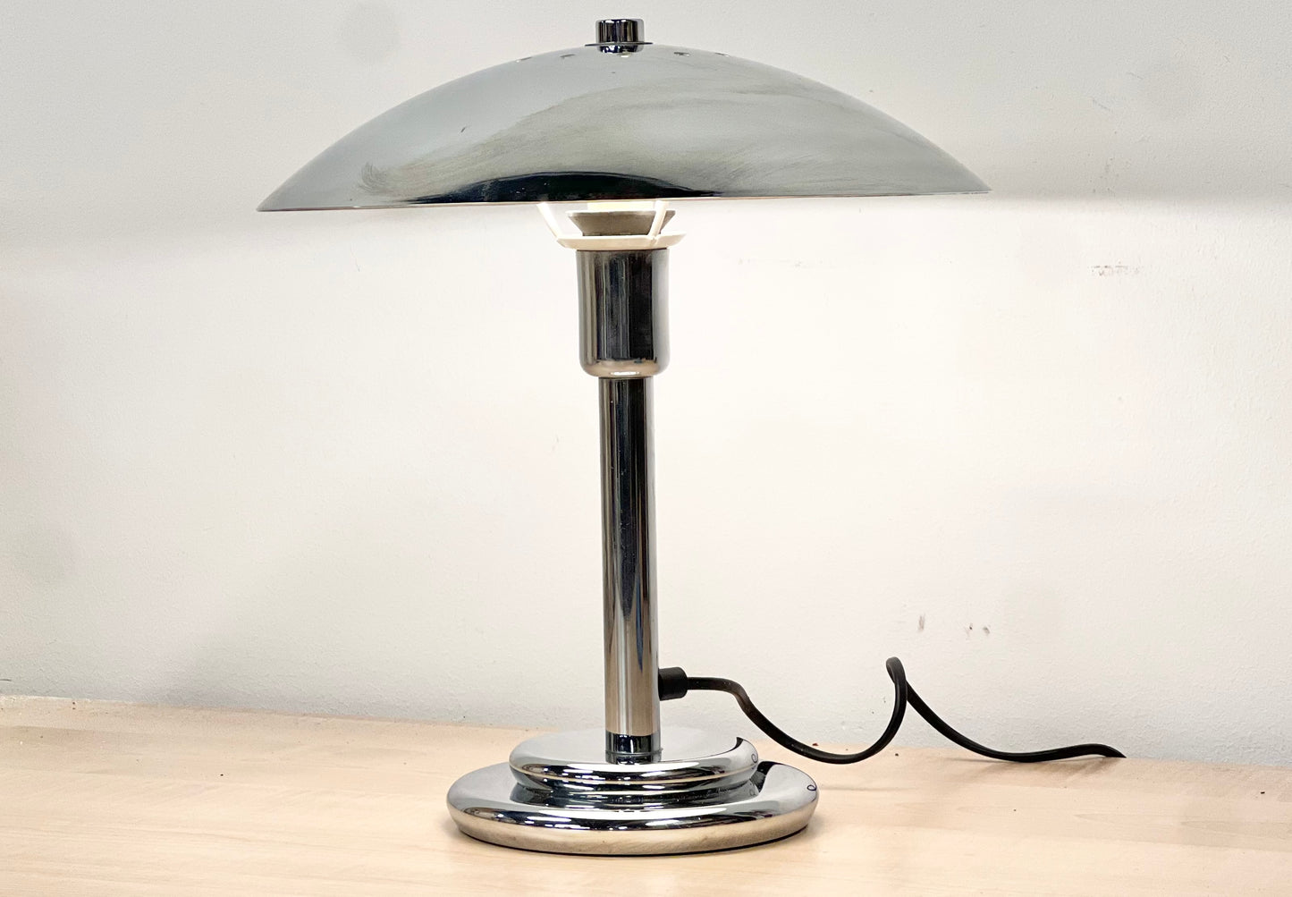 Space Age Chrome Bordslampa France 70/80-tal Vintage Aluminor Retro