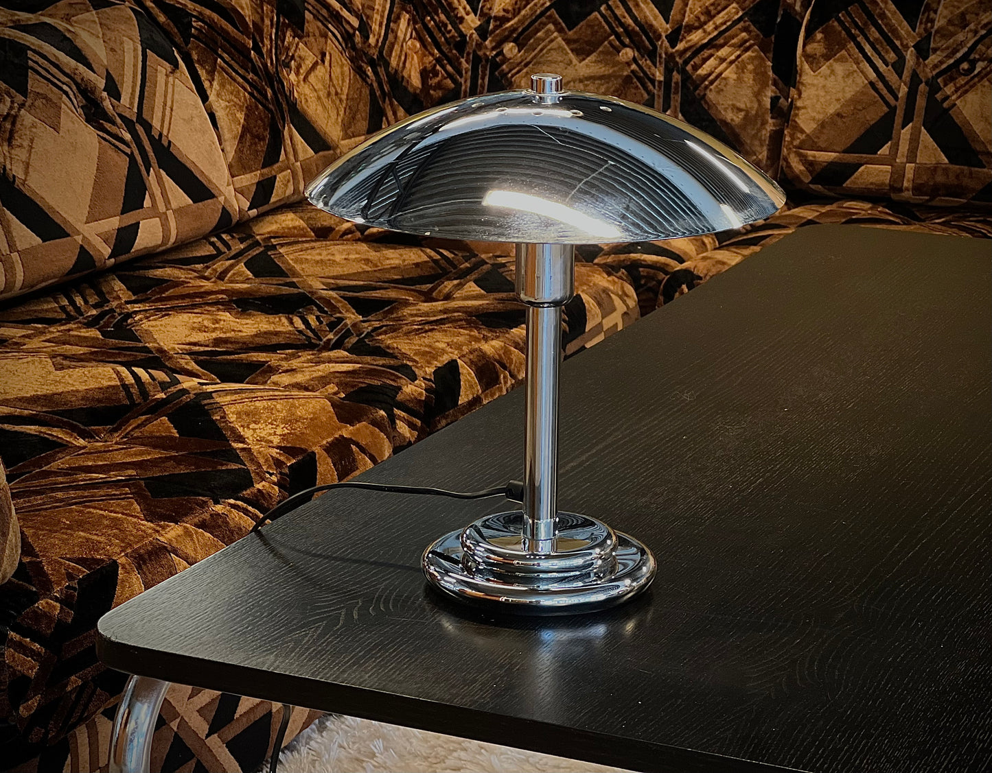 Space Age Chrome Bordslampa France 70/80-tal Vintage Aluminor Retro