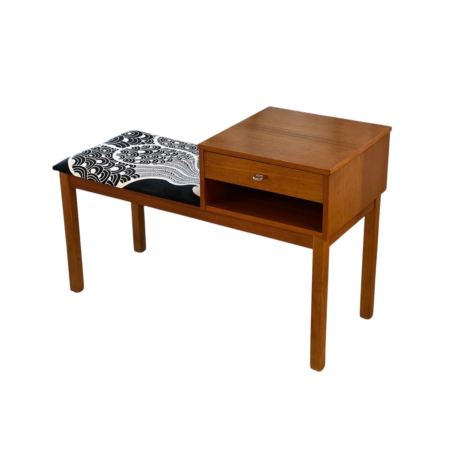 Telefonbänk Retro Teak Omklädd Sits Cilla Ramnek IKEA Vintage Midcentury