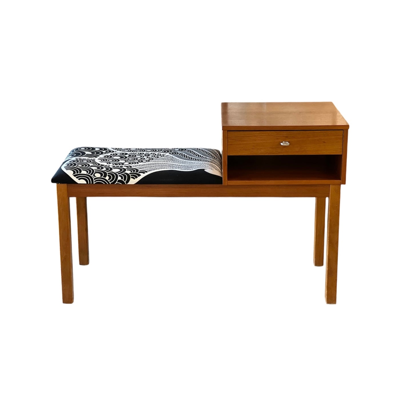 Telefonbänk Retro Teak Omklädd Sits Cilla Ramnek IKEA Vintage Midcentury