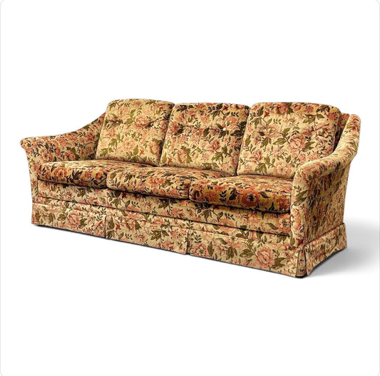 DUX soffa & fåtölj plysch, floral, vintage