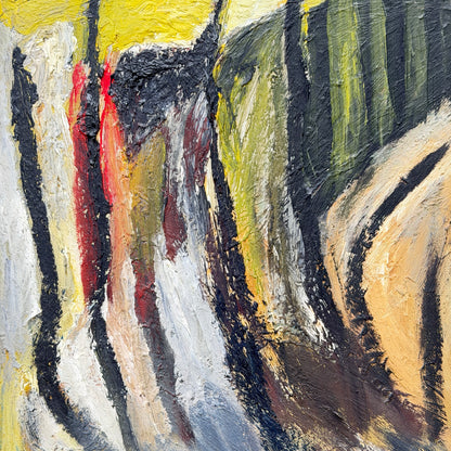 Olja på pannå impressionism Abstrakt Impasto Signerad 50-tal Mid Century