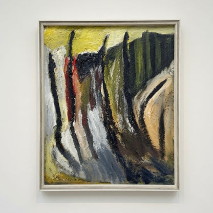 Olja på pannå impressionism Abstrakt Impasto Signerad 50-tal Mid Century