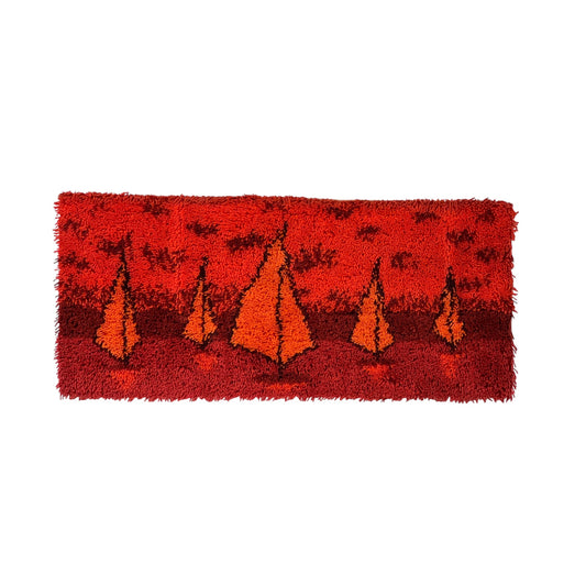 RYA 60/70-tal Väggbonad Bonad Retro Vintage Röd Orange Ryamatta