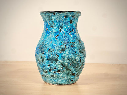 Lava Vas Turkos Frankrike Midcentury Keramik Retro Vintage Havsskum Ytterfoder
