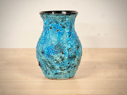 Lava Vas Turkos Frankrike Midcentury Keramik Retro Vintage Havsskum Ytterfoder